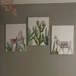 Cactus and Llama Wall Art Set